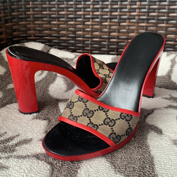 Gucci GG Red & Tan Women’s Open Toe Sandals - Picture 1 of 16